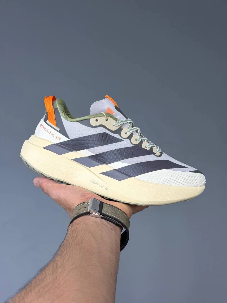 کتونی آدیداس آدی زیرو اوو اس ال ای تی آر طوسی کرم Adidas Adizero Evo Sl ATR Gray Cream — تصویر ۲