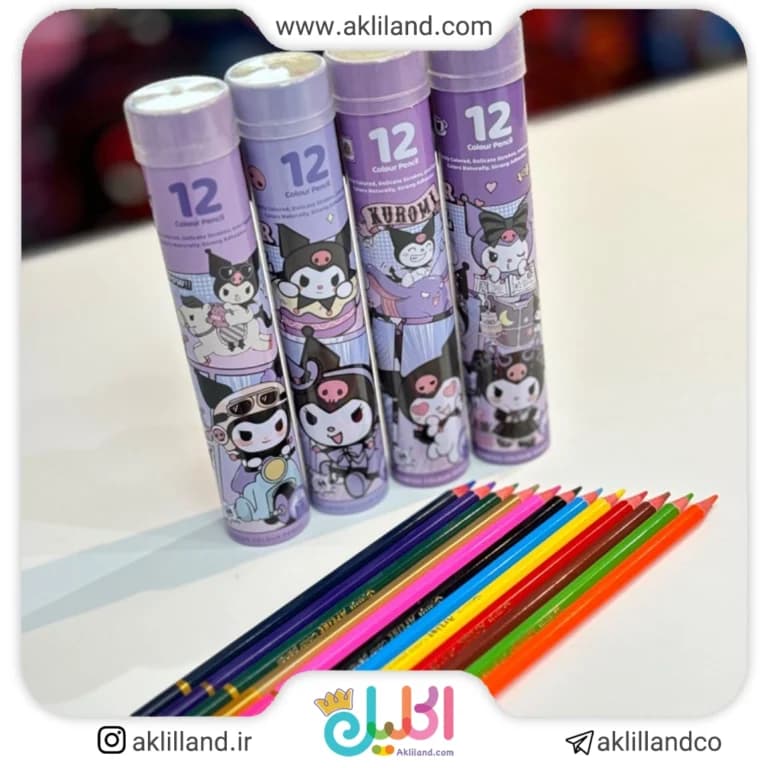 مداد رنگی استوانه ای 12 رنگ کرومی (مدل رندوم)