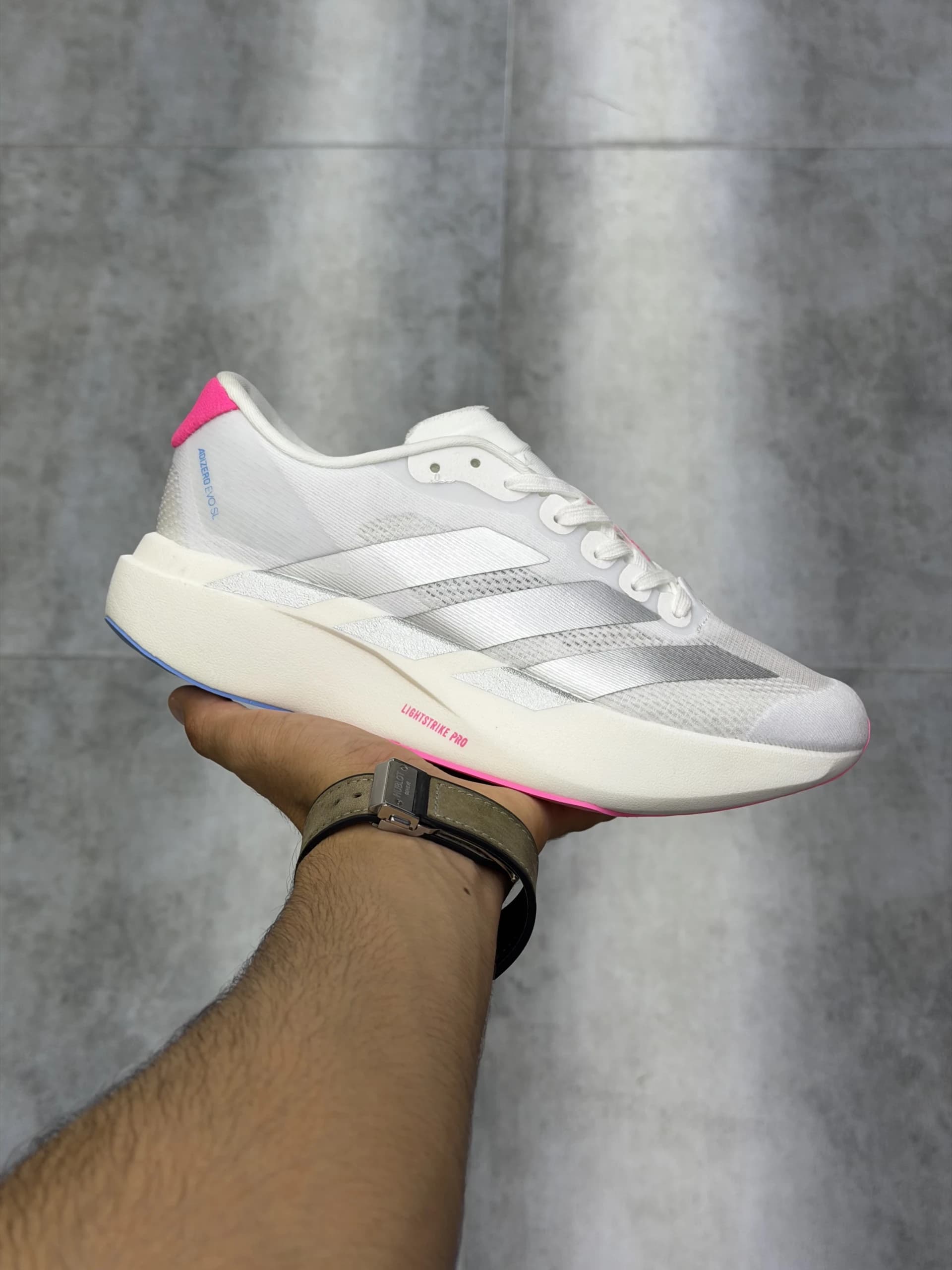 کتونی آدیداس آدیزیرو اوو اس ال سفید نقره ای صورتی Adidas Adizero Evo SL White Silver Pink — تصویر ۶