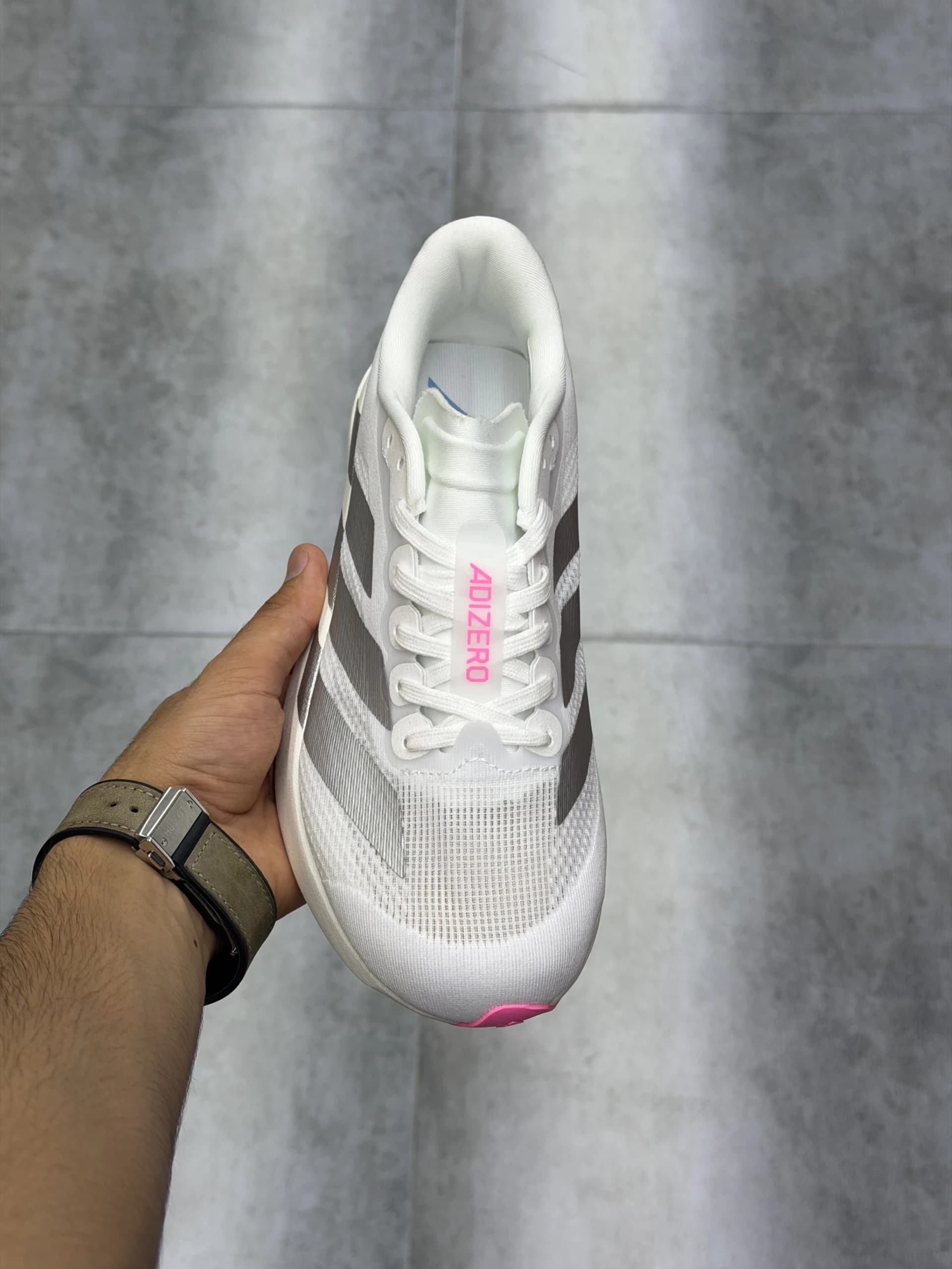 کتونی آدیداس آدیزیرو اوو اس ال سفید نقره ای صورتی Adidas Adizero Evo SL White Silver Pink — تصویر ۳