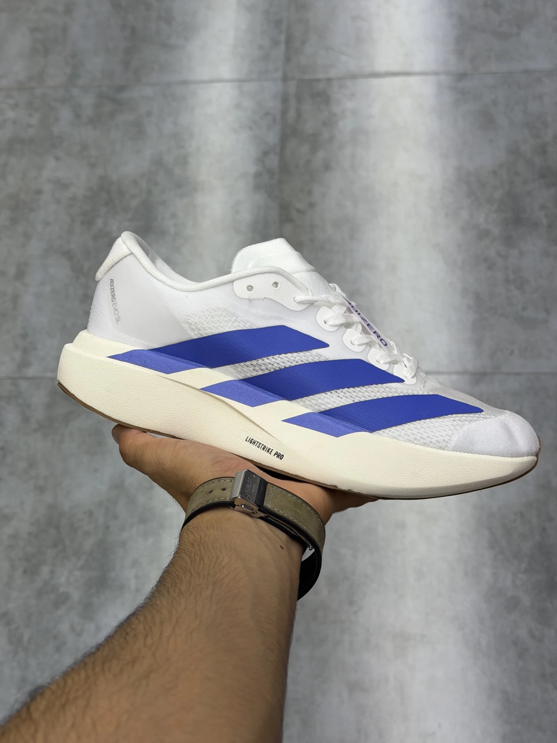 کتونی آدیداس آدیزیرو اوو اس ال سفید آبی Adidas Adizero Evo SL White Blue — تصویر ۶