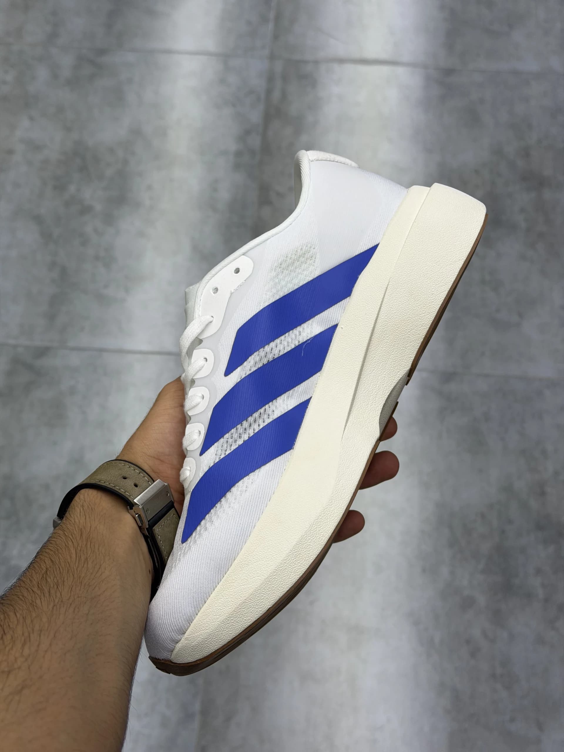 کتونی آدیداس آدیزیرو اوو اس ال سفید آبی Adidas Adizero Evo SL White Blue — تصویر ۴