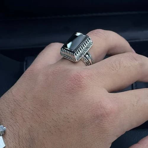 انگشتر نقره ایرانی اونیکس — تصویر ۴