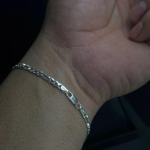 دستبند فیگارو نقره 3میل — تصویر ۲