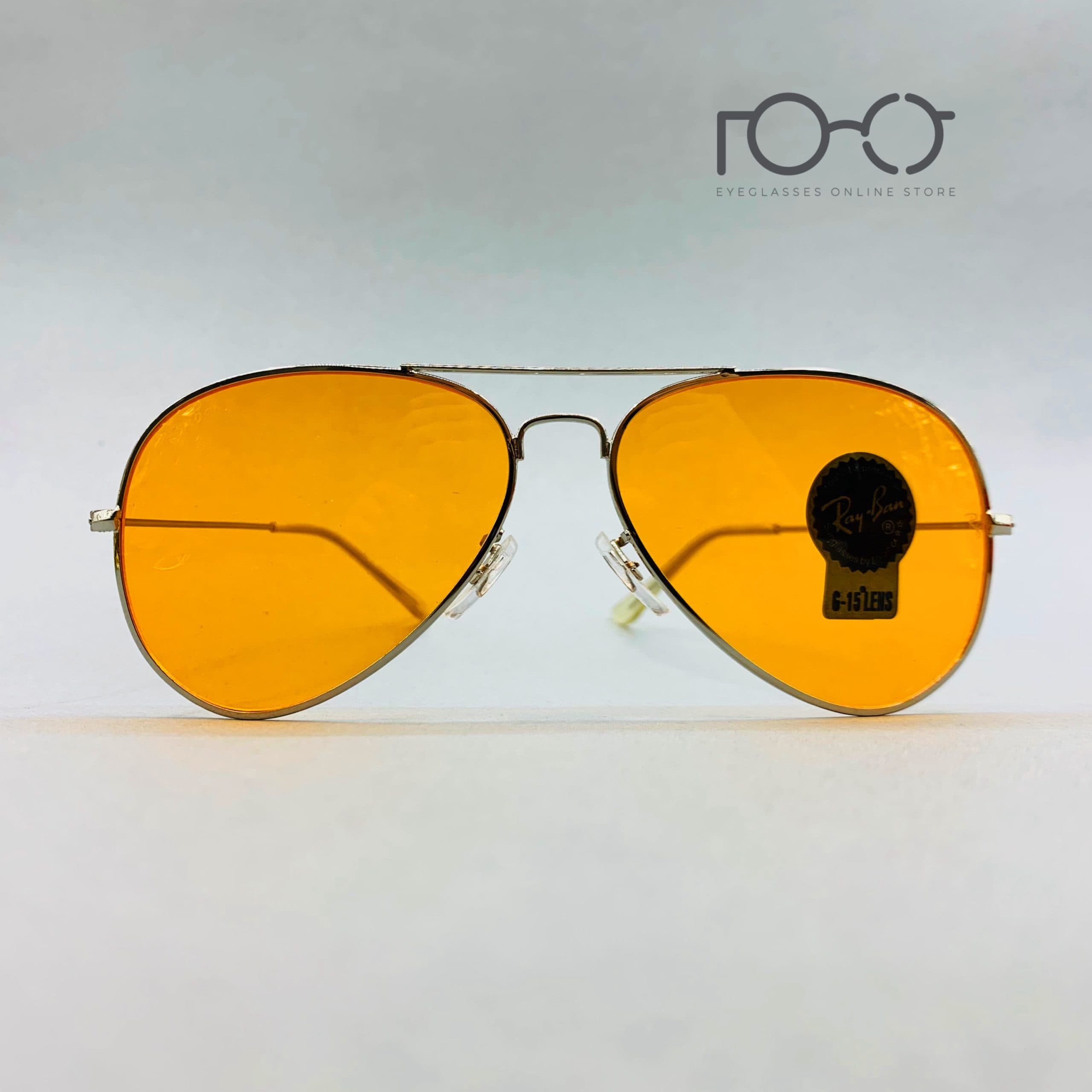 عینک آفتابی ریبن RayBan کد 3025 فلزی رنگ نقره ای با لنز نارنجی — تصویر ۵