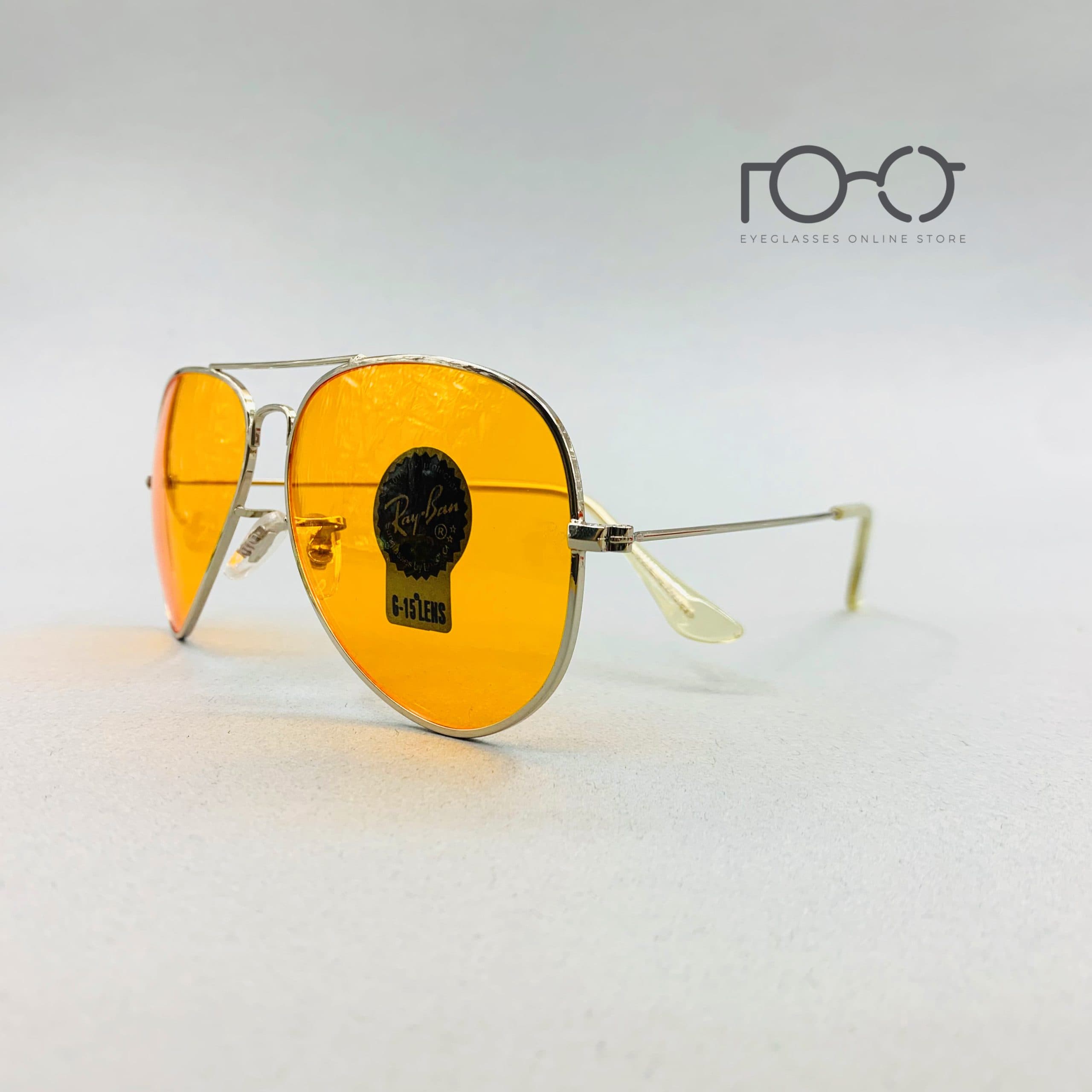عینک آفتابی ریبن RayBan کد 3025 فلزی رنگ نقره ای با لنز نارنجی — تصویر ۸