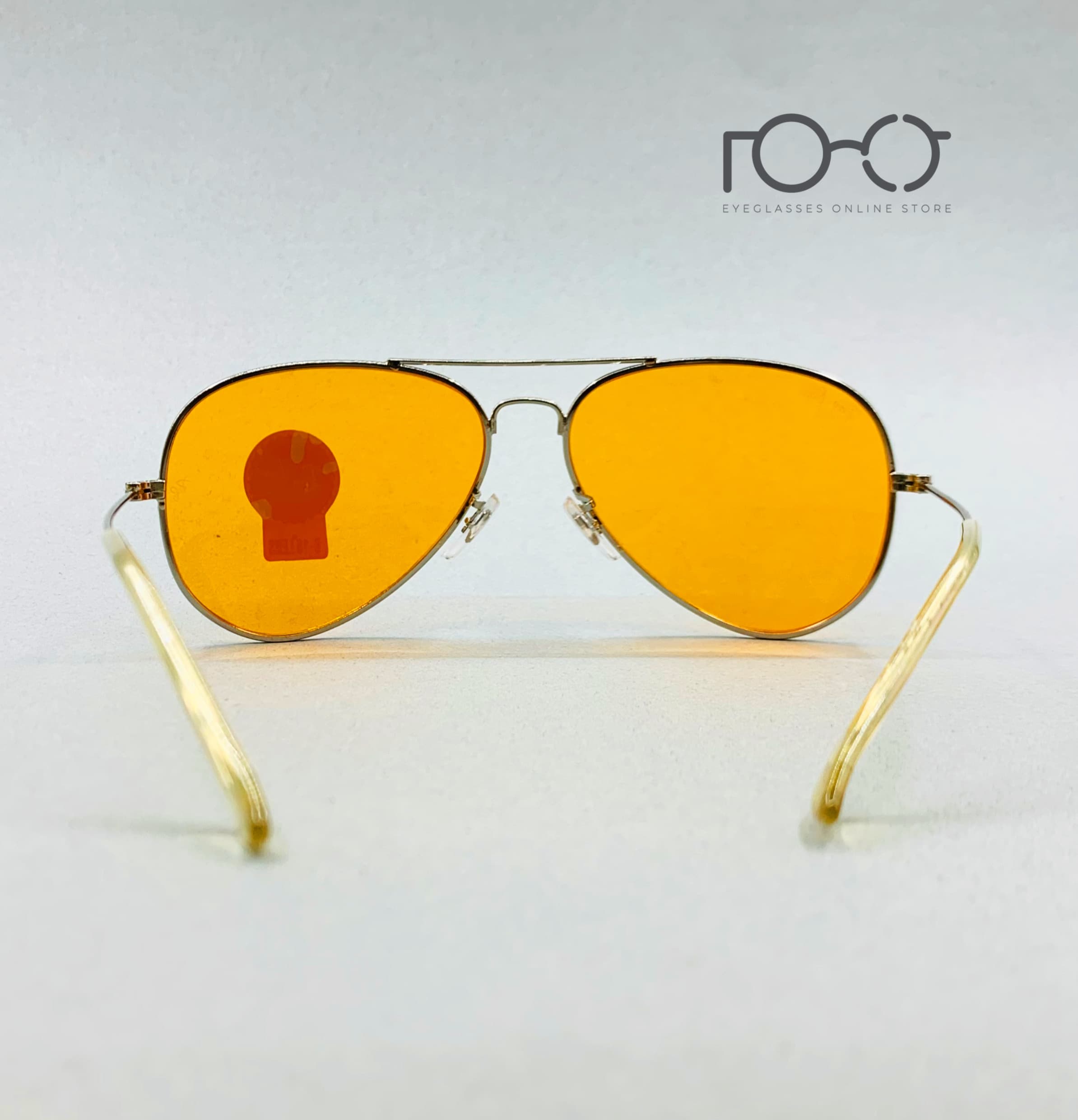 عینک آفتابی ریبن RayBan کد 3025 فلزی رنگ نقره ای با لنز نارنجی — تصویر ۷