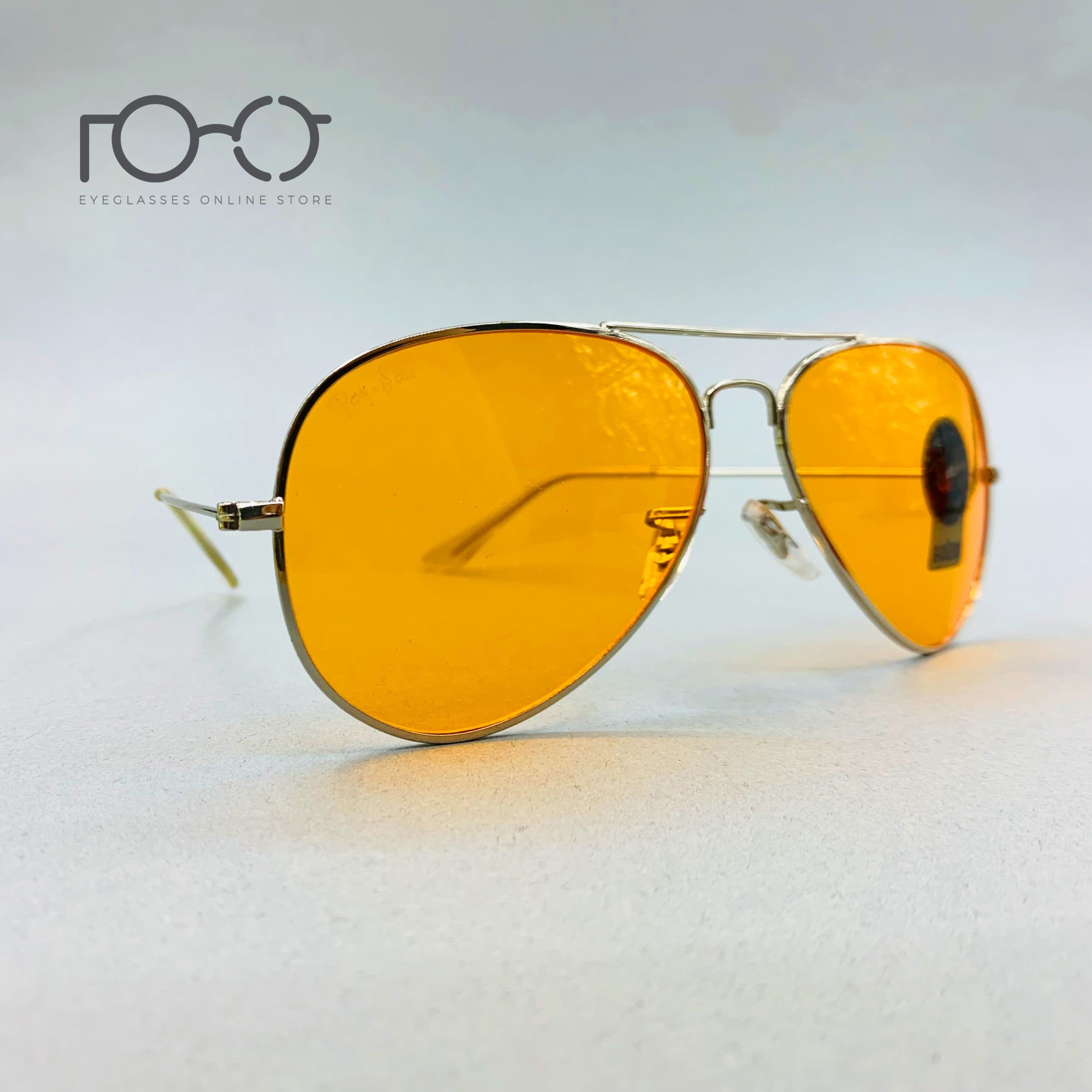 عینک آفتابی ریبن RayBan کد 3025 فلزی رنگ نقره ای با لنز نارنجی — تصویر ۲