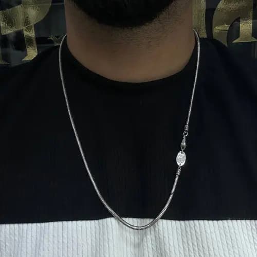 زنجیر نقره ماری سیاه قلم — تصویر ۸