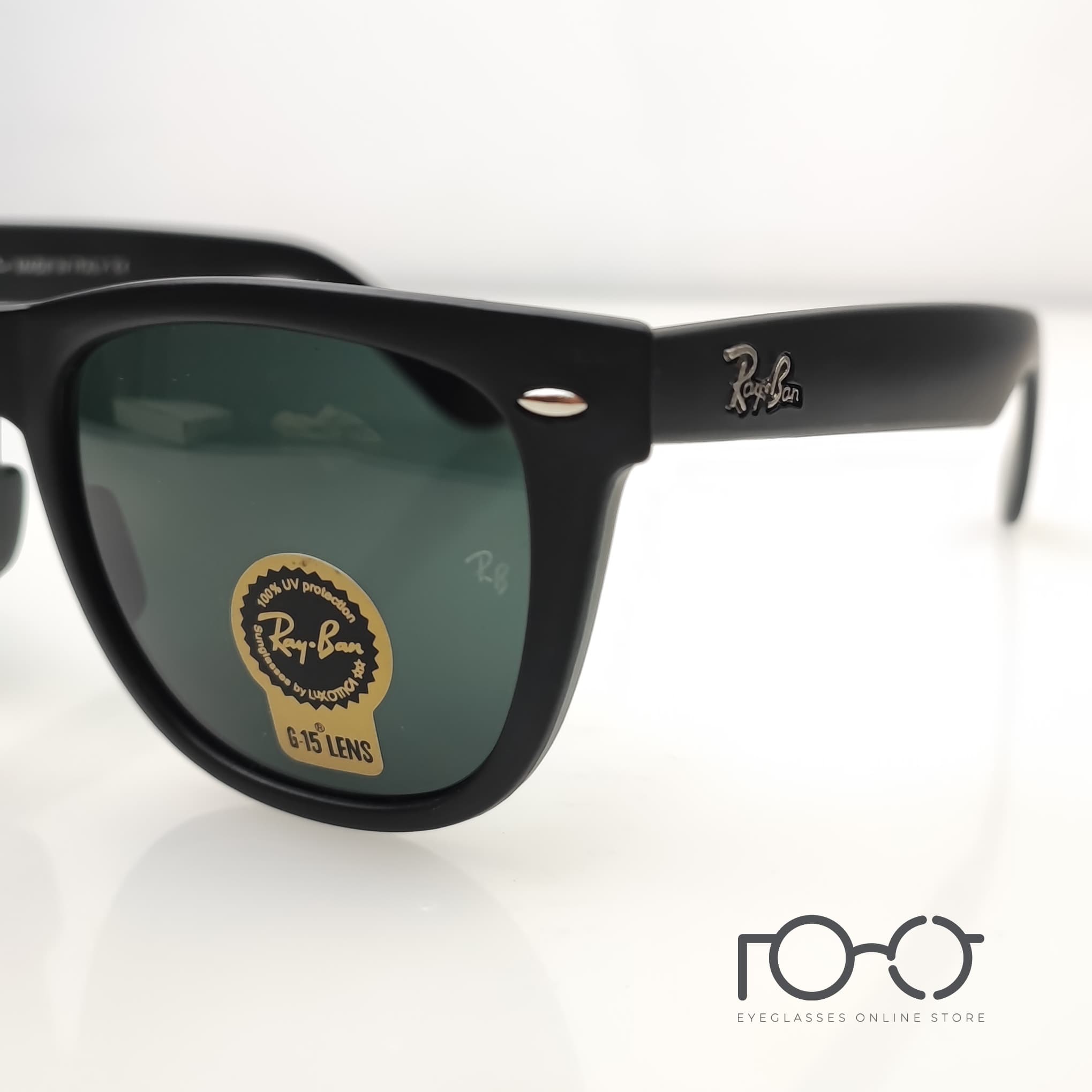 عینک آفتابی ریبن RAY BAN شیشه سنگ کائوچو کد RB2140s رنگ مشکی مات با لنز دودی — تصویر ۱۰