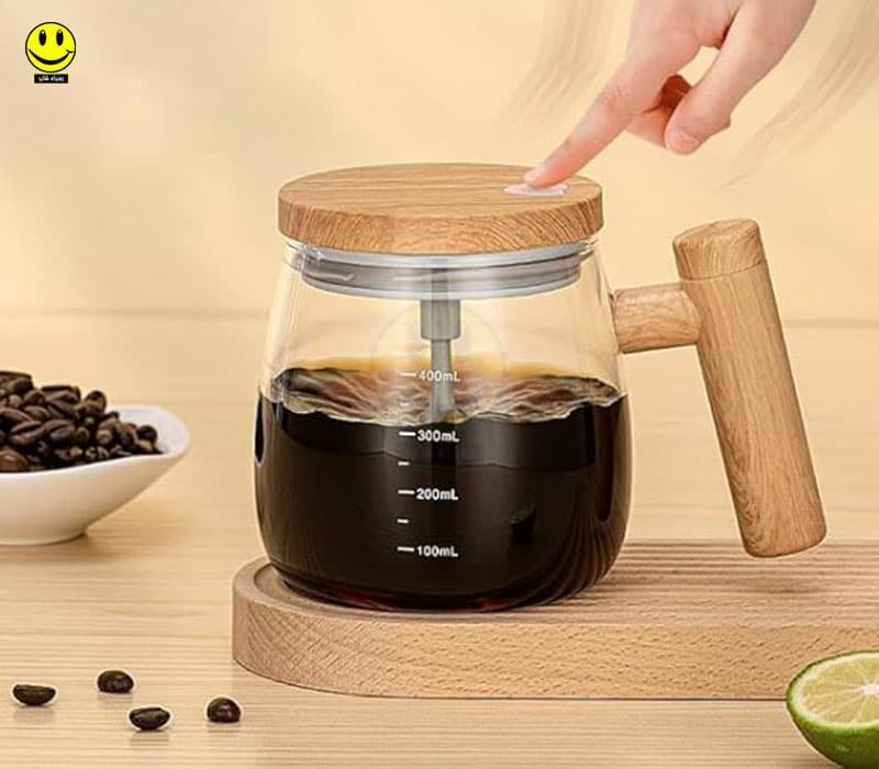 ماگ همزن دار پیرکس رومیزی باتری خور — تصویر ۳