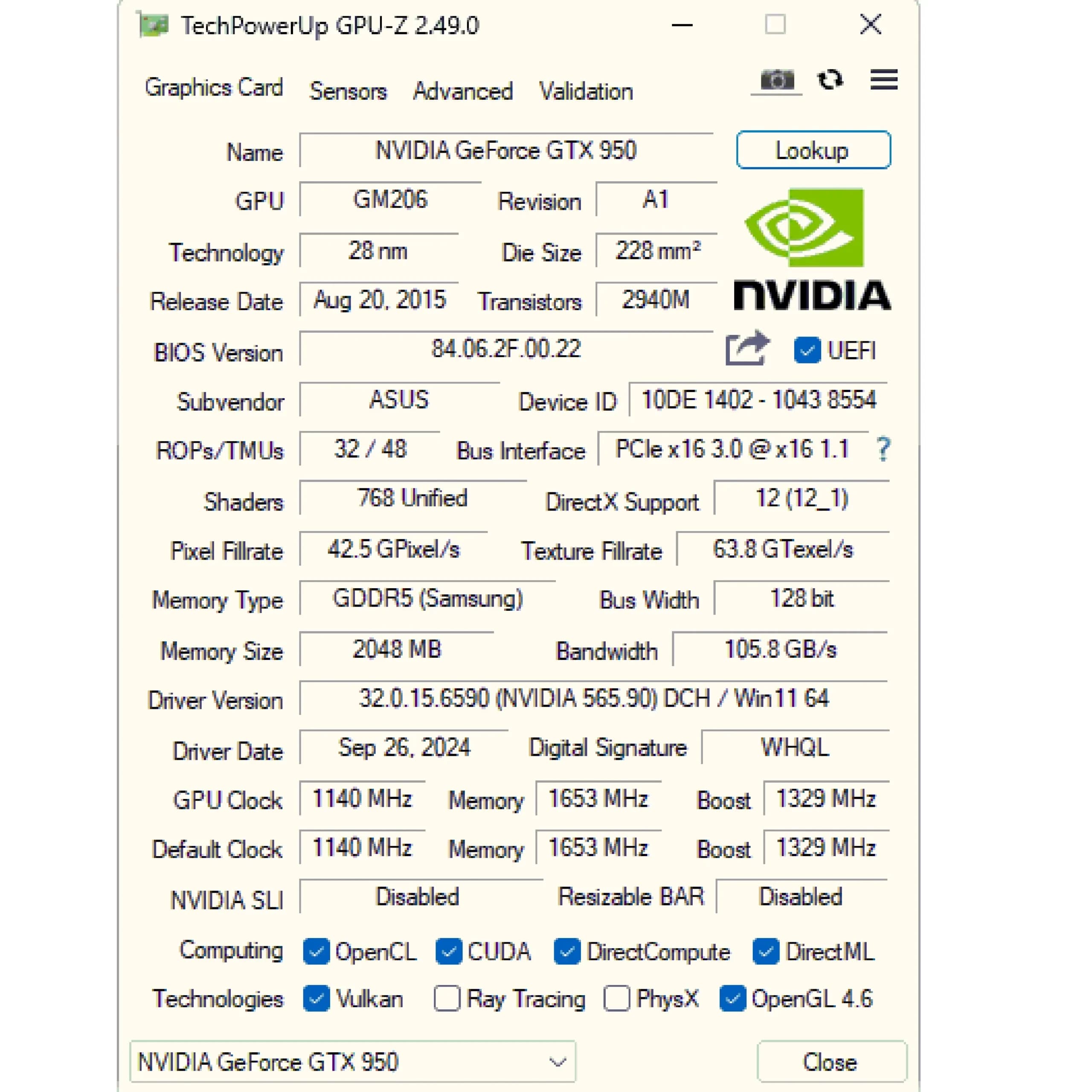 کارت گرافیک ایسوس GTX 950 2GB(استوک) — تصویر ۵