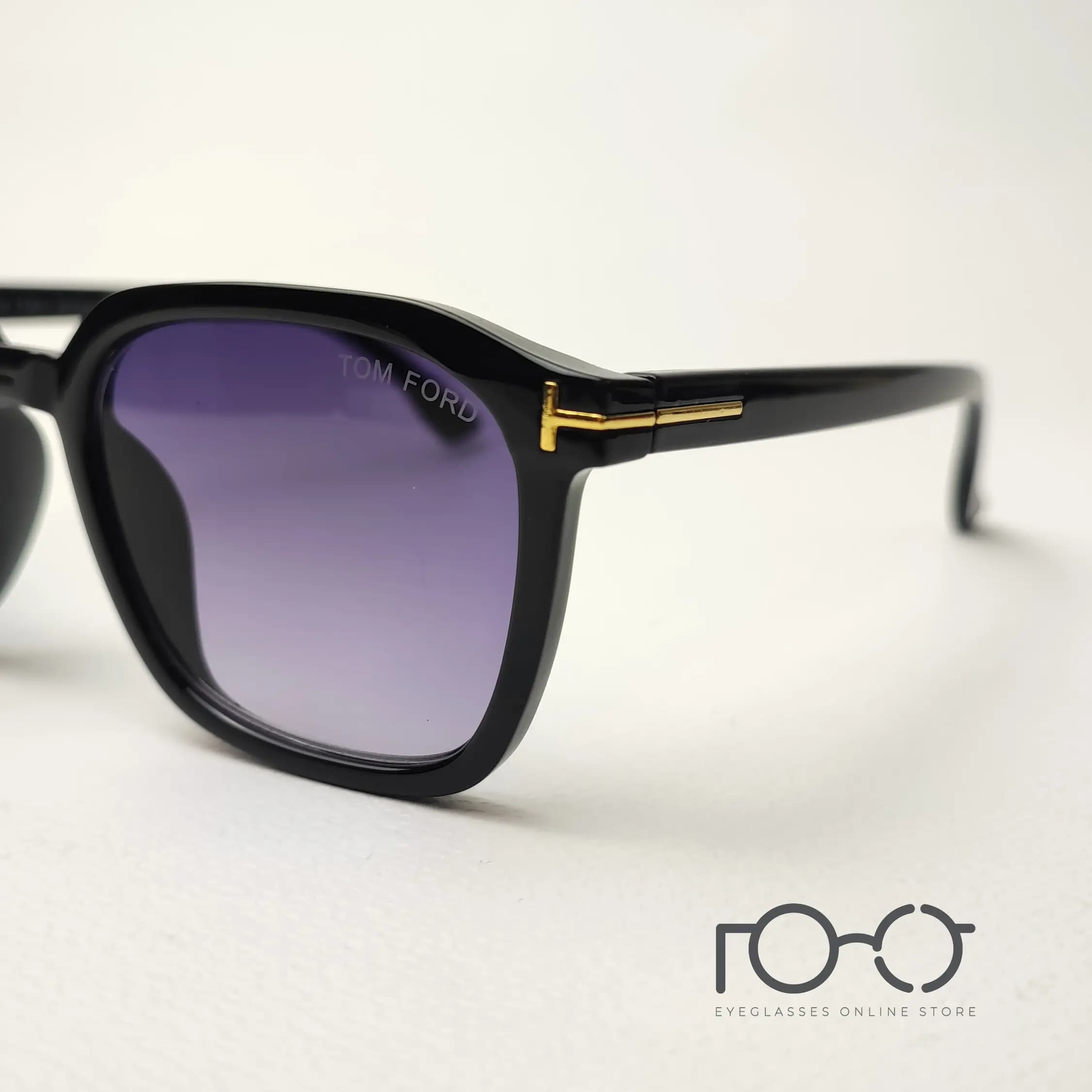 عینک آفتابی تام فورد TOM FORD کائوچو کد 89005 رنگ مشکی پیانویی با لنز سرمه ای — تصویر ۲