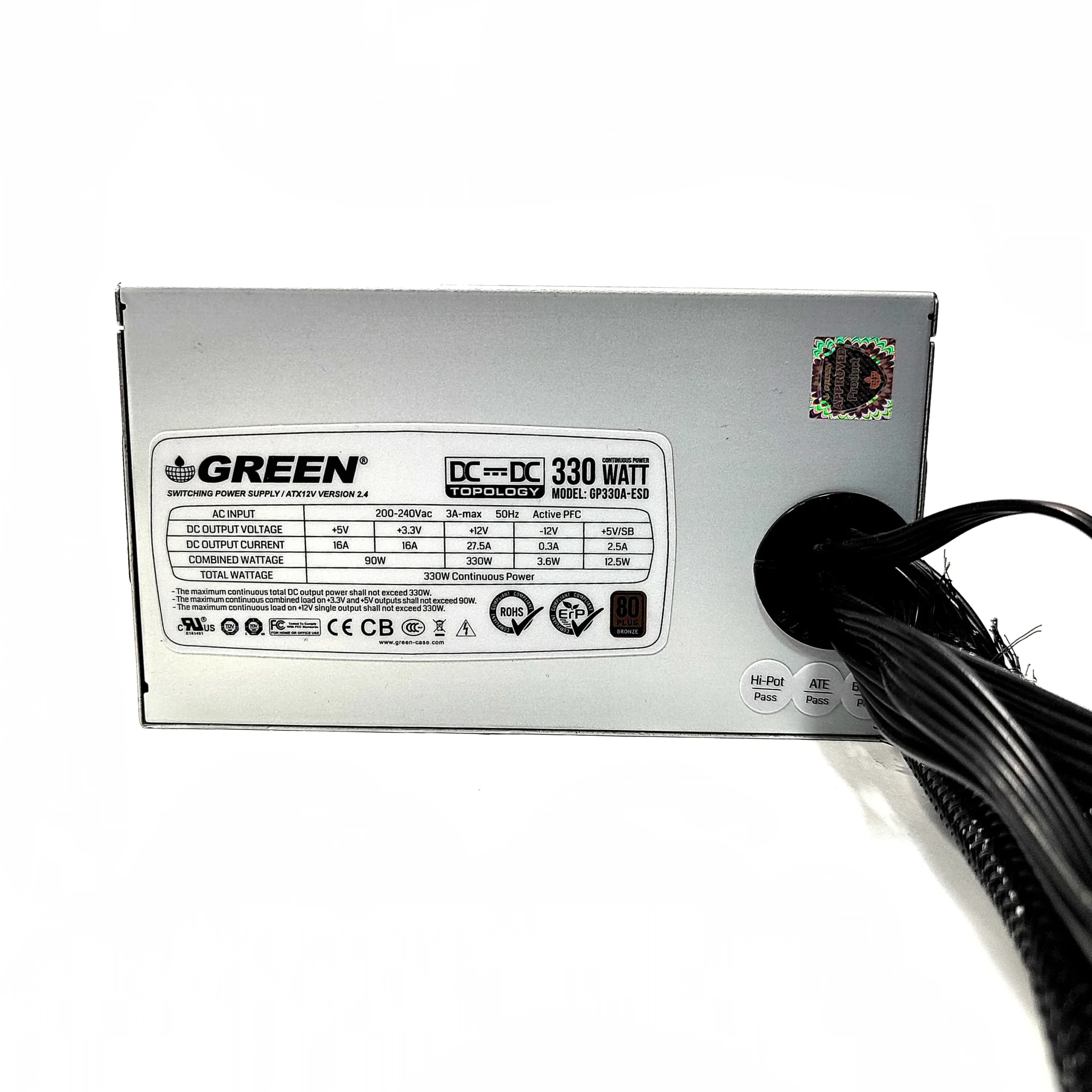 پاور 330w گرین مدل 80Plus-GP330A-esd غیر ماژولار (استوک) — تصویر ۳