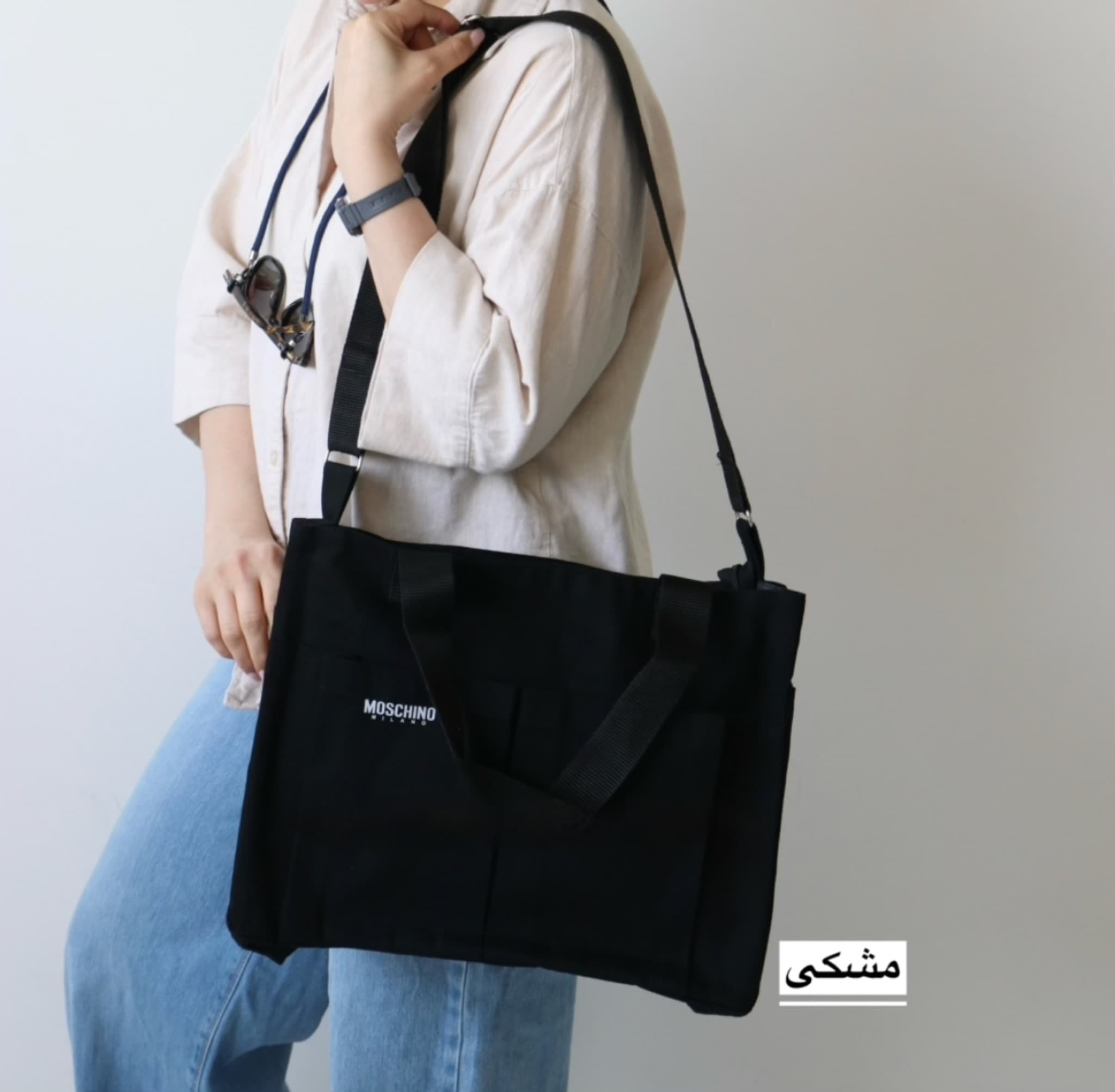 کیف زنانه بزرگ مدل کتان — تصویر ۱۲
