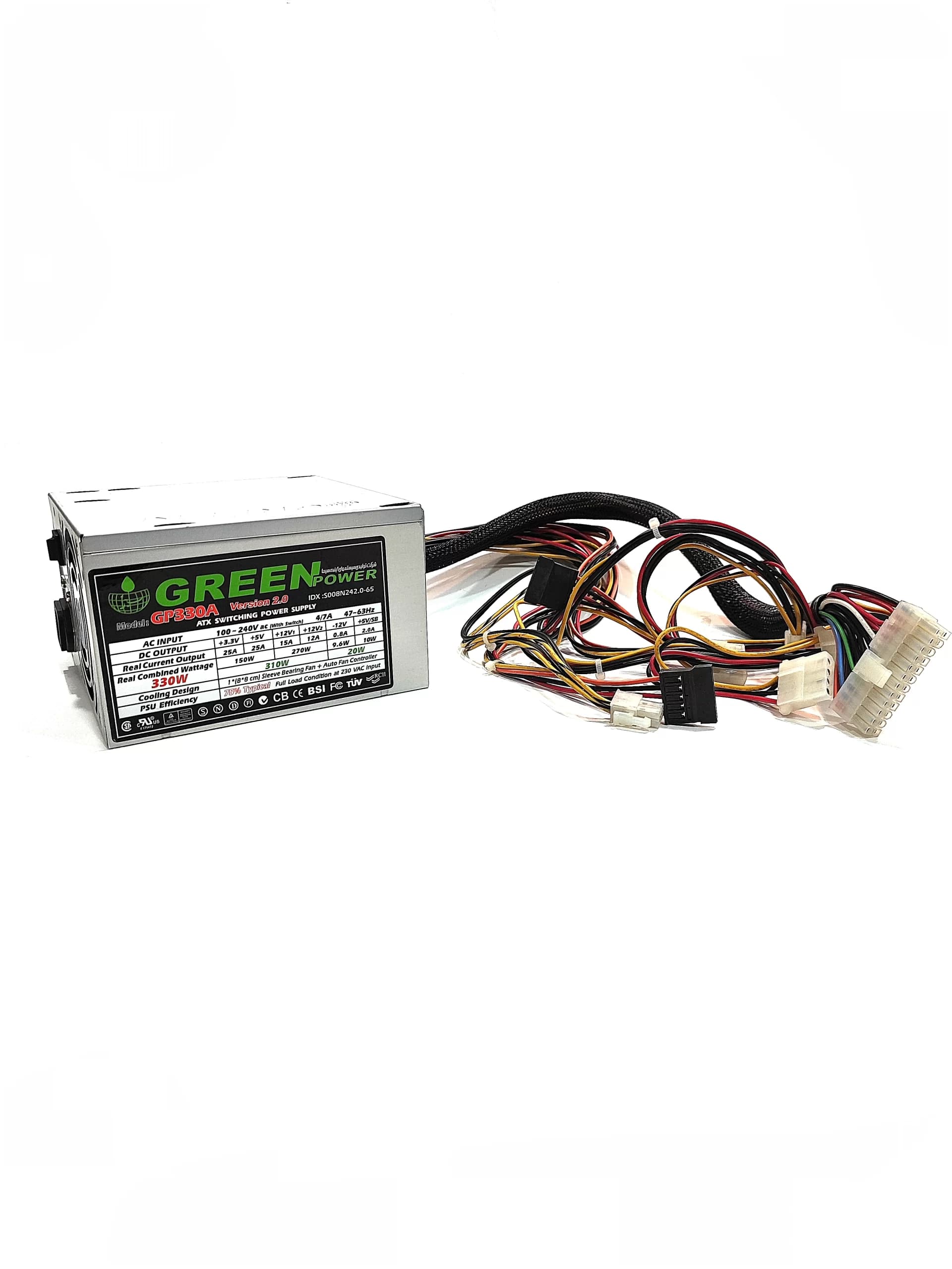 پاور 330w گرین مدل 80Plus-GP330A غیر ماژولار (استوک)