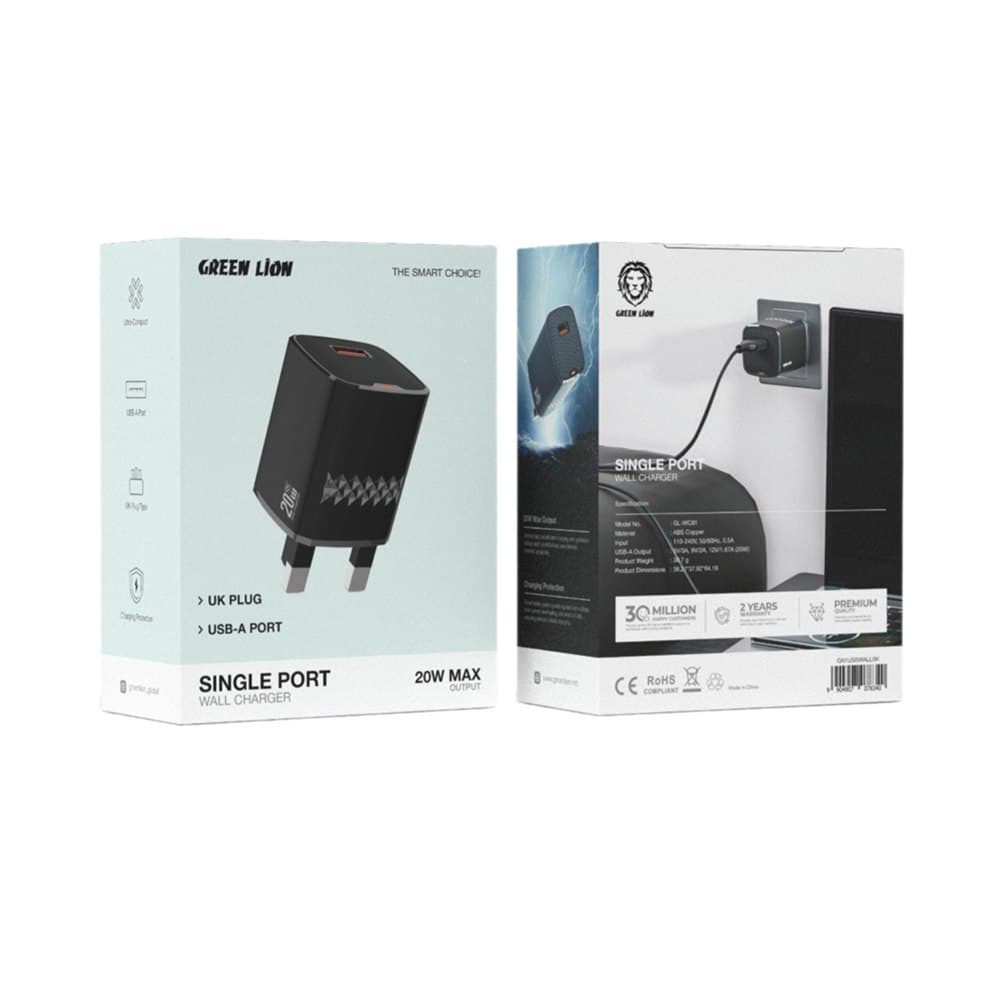 آداپتور شارژر 3پین 20وات گرین لاین Green Lion Single Port 20w max