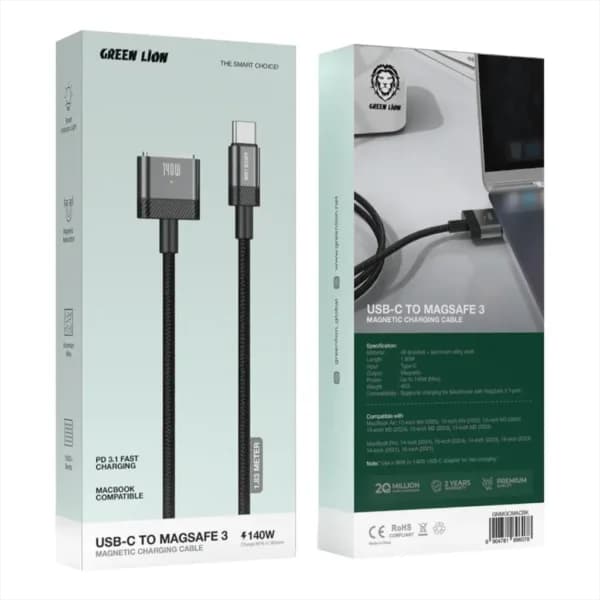 کابل شارژ مغناطیسی USB-C به MagSafe 3 گرین لاین — تصویر ۴