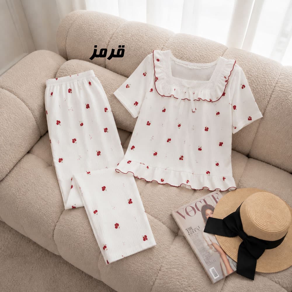 ست بلوز شلوار وارداتی جلو گیپور کد 2258 — تصویر ۴