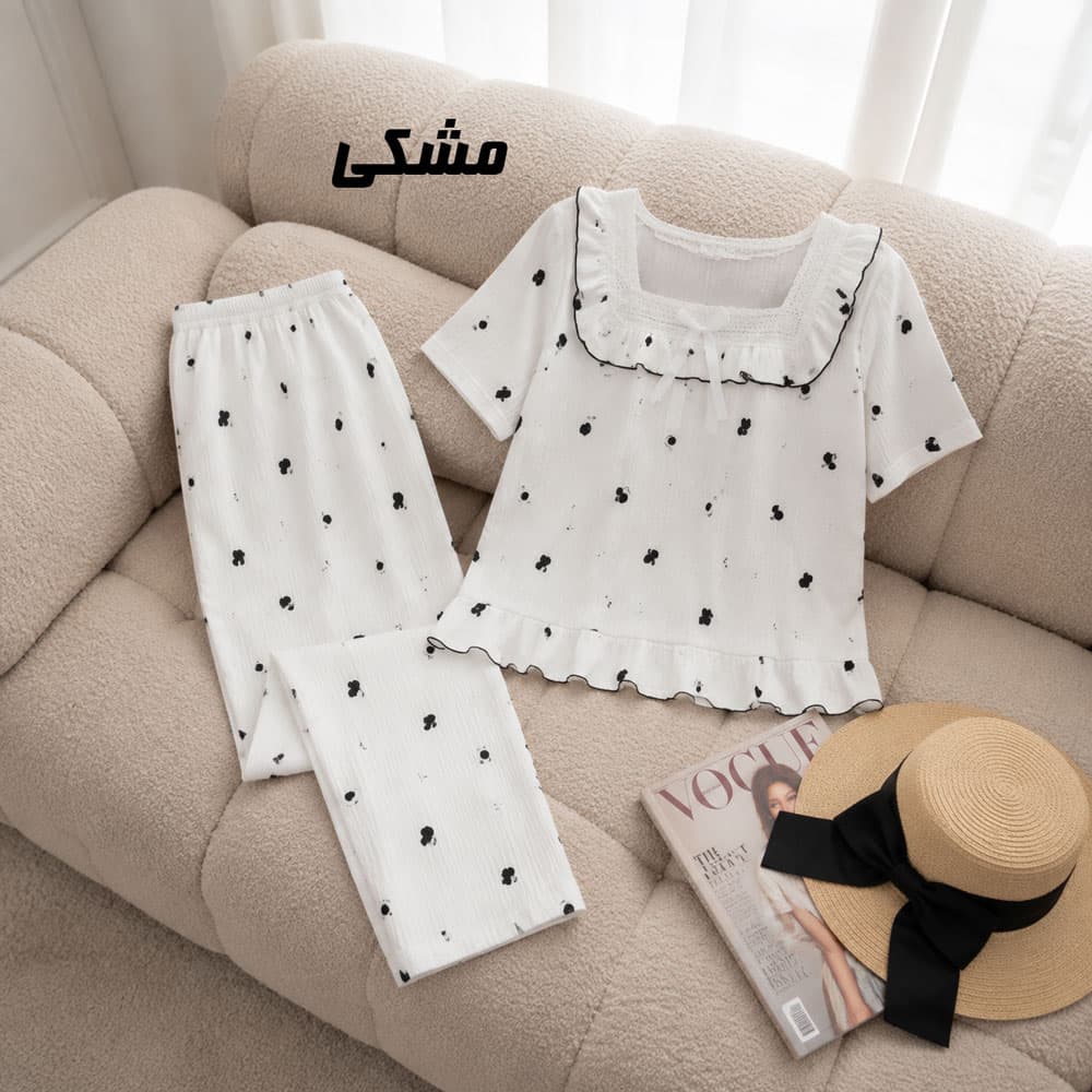 ست بلوز شلوار وارداتی جلو گیپور کد 2258 — تصویر ۳