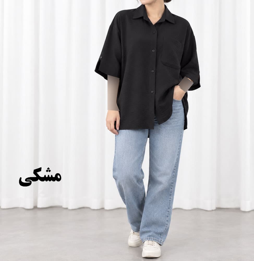 شومیز پری سیلک جلو جیب آستین دکمه نما کد 2209