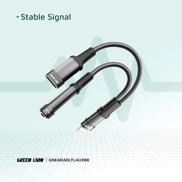 جک تبدیل هندزفری گرین لاین 2in 1 Earphone & Charging Adapter Lightning — تصویر ۴