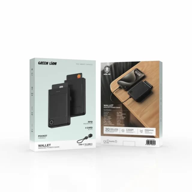 ﭘﺎورﺑﺎﻧﮏ Wallet 5000mAh ﮔﺮﯾﻦ ﻻﯾﻦ — تصویر ۴