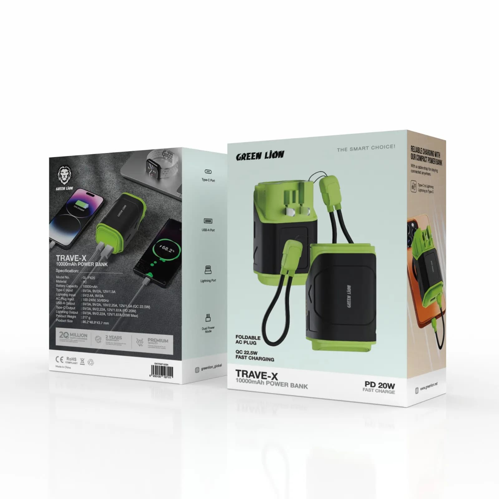 پاوربانک ۱۰۰۰۰ میلی‌آمپر Trave-X گرین لاین Trave-X 10000 mAh Powerbank — تصویر ۷