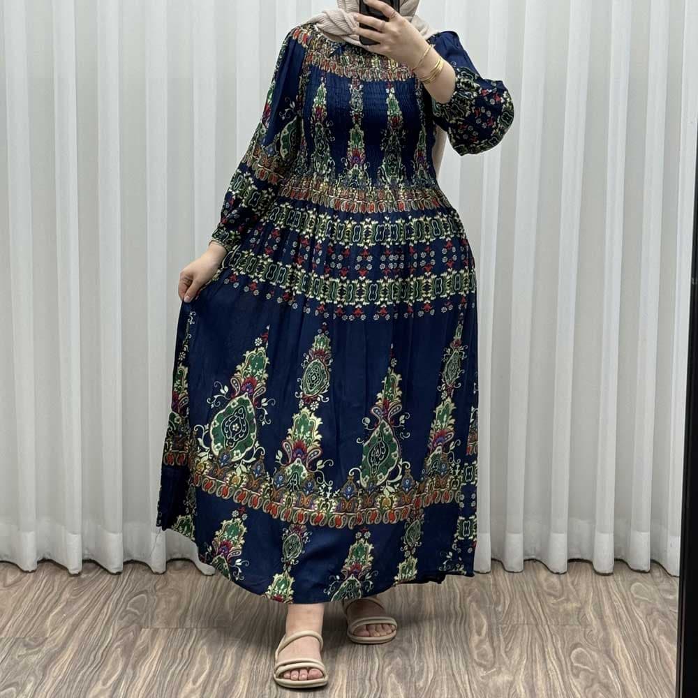 پیراهن ساحلی زنانه کریشه سرمهای کد 2186 — تصویر ۴