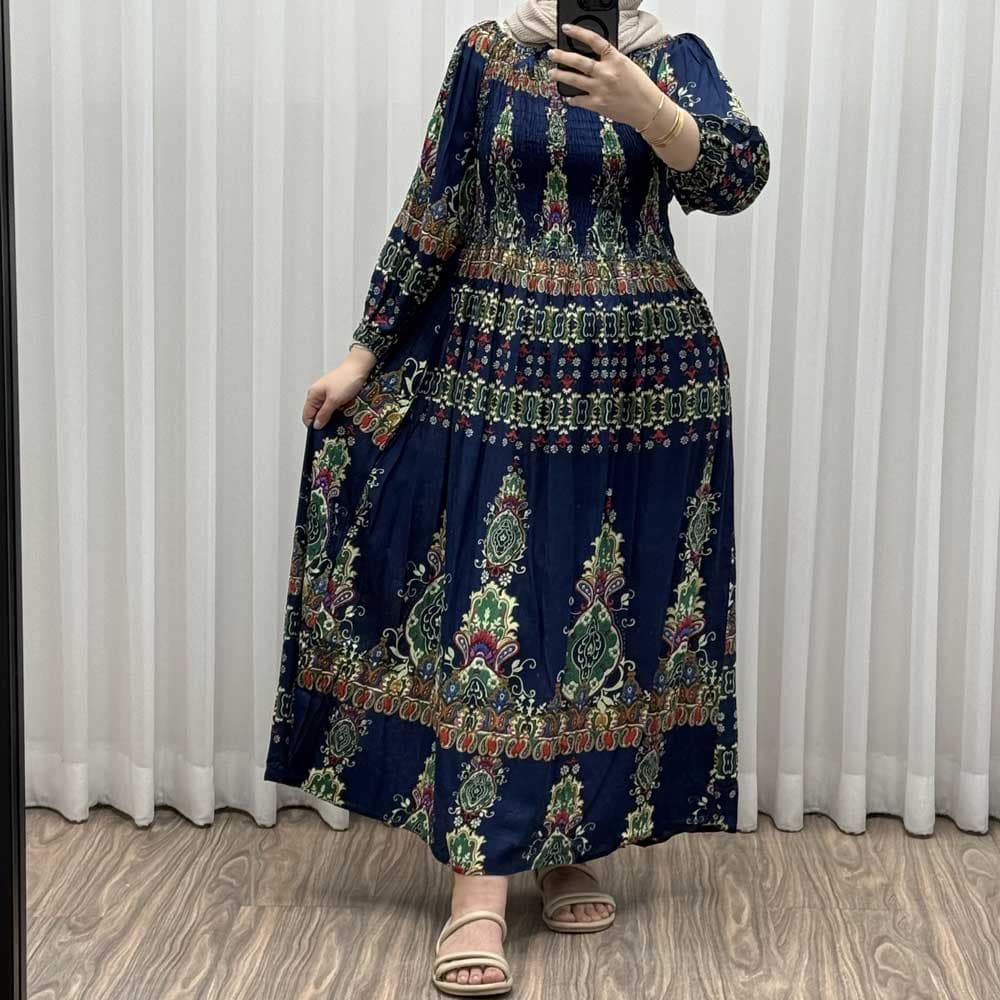 پیراهن ساحلی زنانه کریشه سرمهای کد 2186 — تصویر ۳
