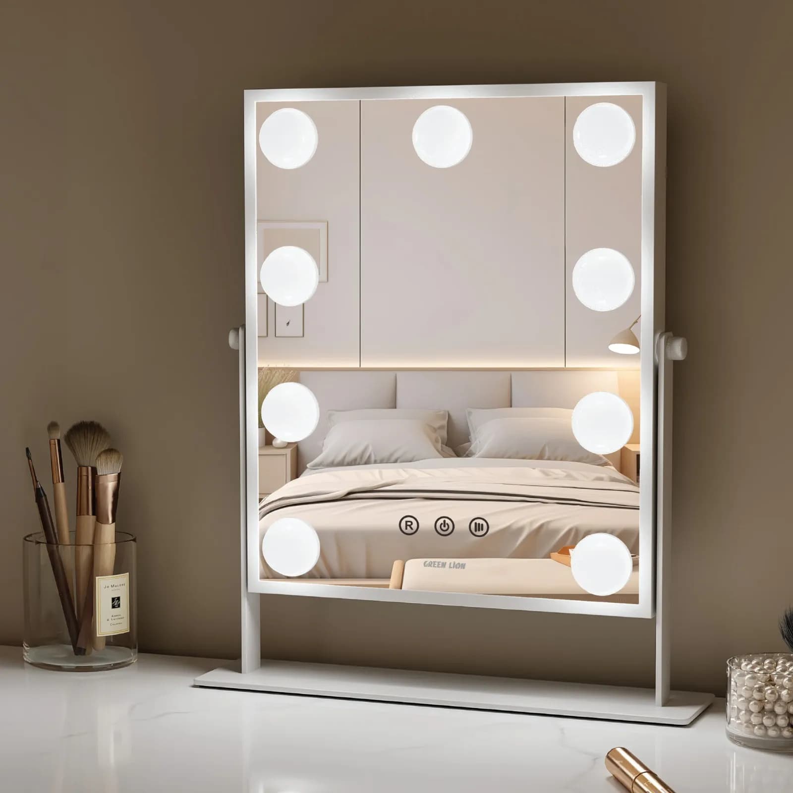 آیینه آرایشی LED دار ۹ تایی گرین لاین Glam Shine Makeup Mirror 9 LED Lights — تصویر ۲
