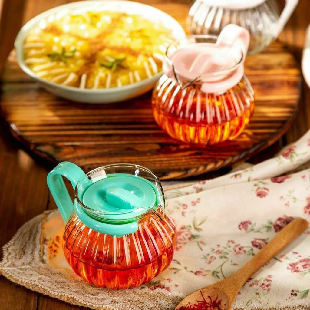قوری زعفران سورین شیشه‌ای مخصوص دم کردن زعفران