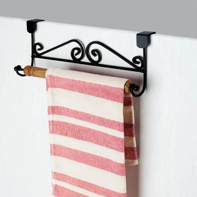 آویز حوله کابینتی چوب و فلز — تصویر ۳