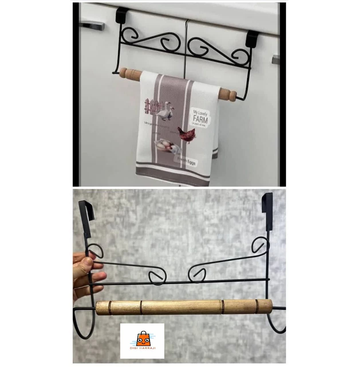 آویز حوله کابینتی چوب و فلز