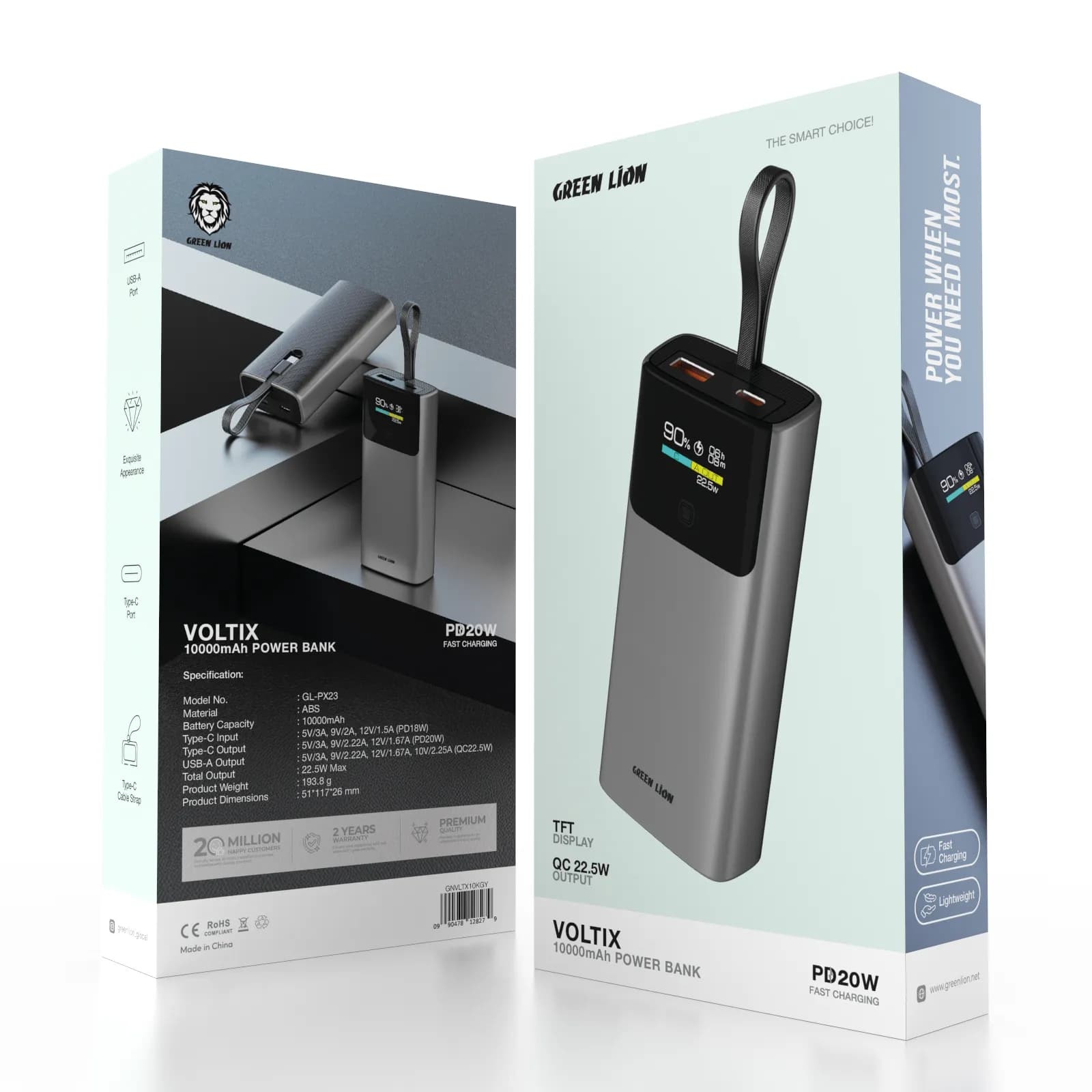 پاوربانک ولتیکس 10000 میلی‌آمپر گرین لاین VOLTIX 10000mAh Powerbank — تصویر ۵