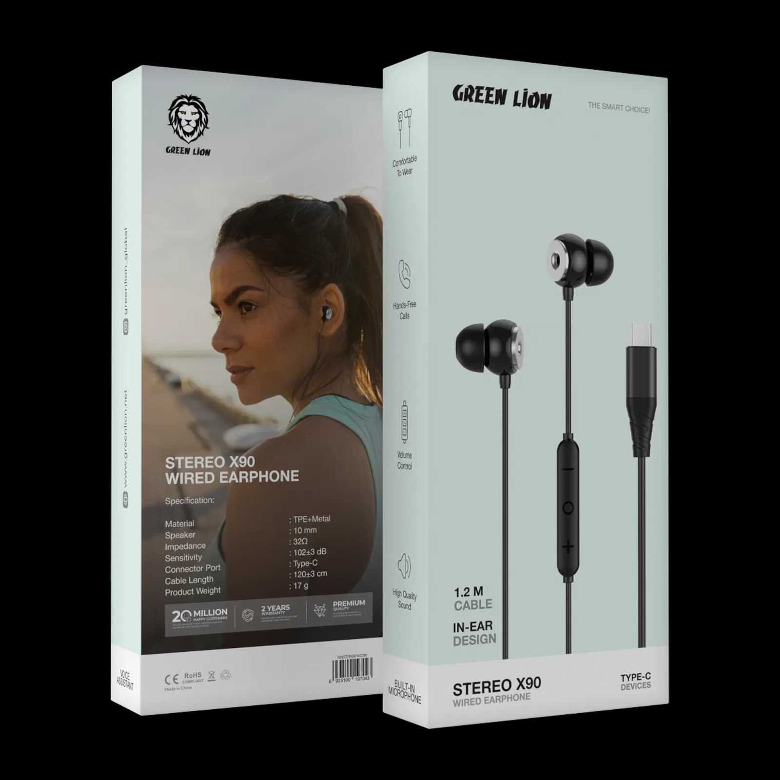 هدفون سیمی تایپ سی استریو X90 گرین لاین STEREO X90 TYPE C WIRED EARPHONE
