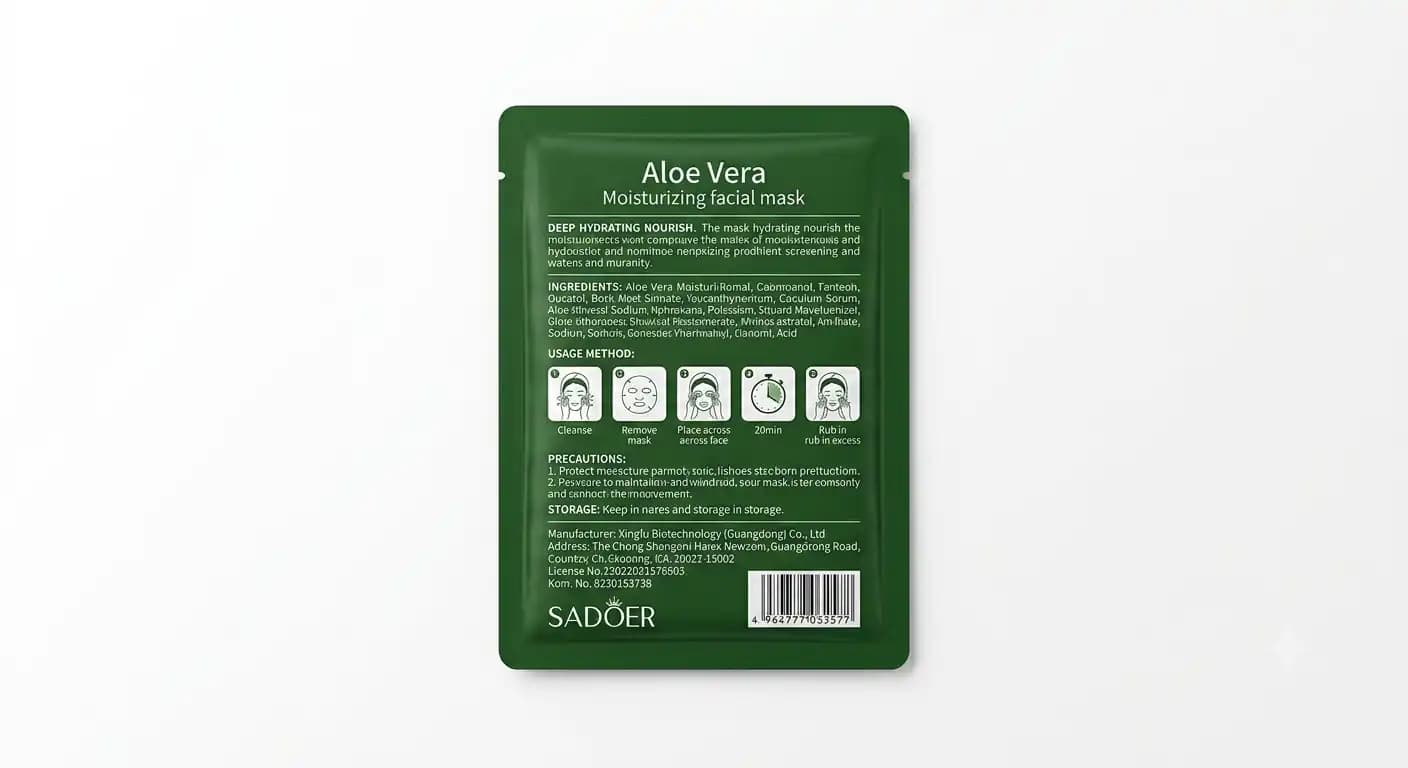 ماسک ورقه‌ای آبرسان آلوئه ورا سادوئر | Sador Aloe Vera Moisturizing Mask — تصویر ۲