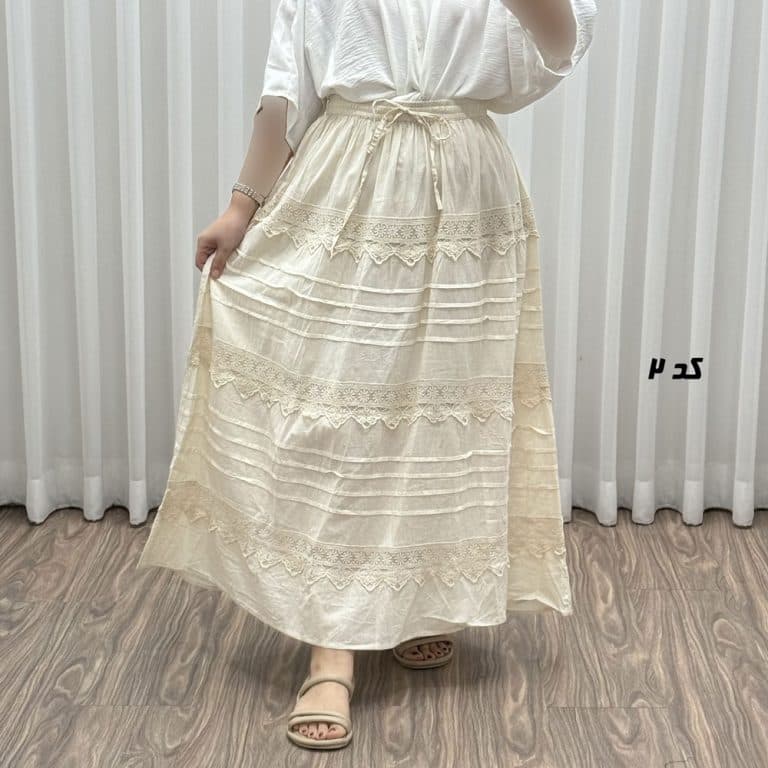 دامن زنانه وارداتی خامه دوزی سلن کم کار کد R1996 — تصویر ۸