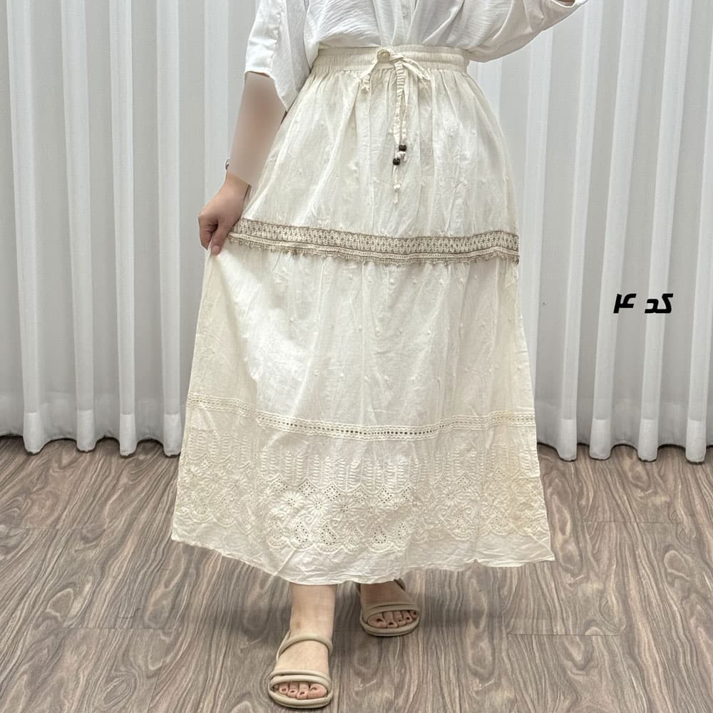 دامن زنانه وارداتی خامه دوزی سلن کم کار کد R1996 — تصویر ۱۱