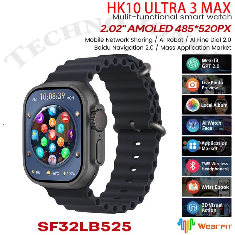 ساعت هوشمند طرح اپل واچ اولترا برند HK مدل HK10 Ultra3 max — تصویر ۵