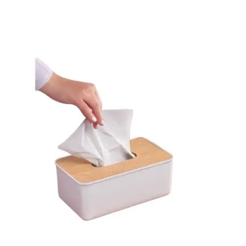 جعبه دستمال کاغذی رویال پلاستیکی با درب چوبی MDF — تصویر ۲