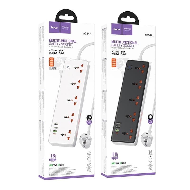 شارژر و چند راهی برق PD30WQC3.05 sockets EU هوکو مدل AC14A — تصویر ۹