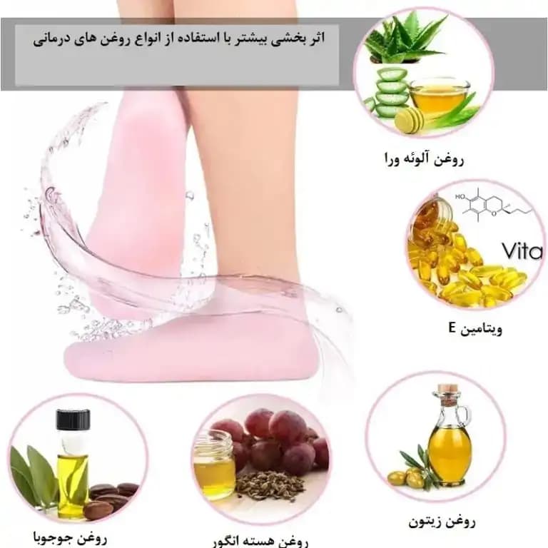 جوراب تمام سیلیکونی ضد ترک پا و نرم‌کننده پوست — تصویر ۴
