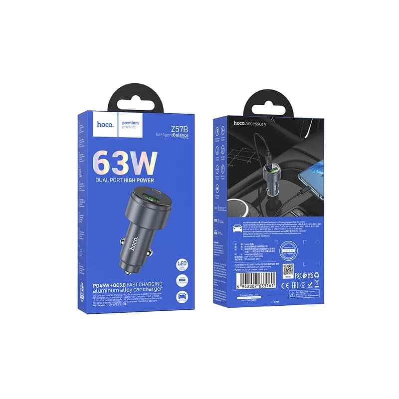 شارژر فندکی 63 وات هوکو مدل Z57B USB — تصویر ۷