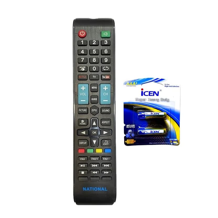 کنترل تلویزیون ناسیونال NATIONAL جدید طرح 1078 به همراه باتری — تصویر ۲
