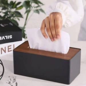 جا دستمال کاغذی چوبی بدنه مشکی شیک و مقاوم — تصویر ۲