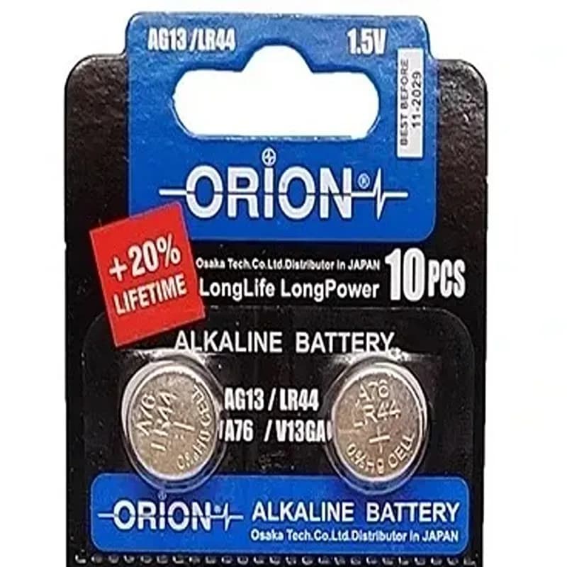 باتری ساعتی LR44-AG13 مارک اوریون ORION بسته 2 عددی