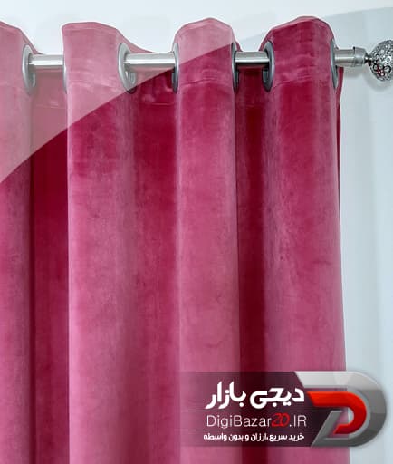 پرده آماده مخمل کالیفرنیا رنگ صورتی