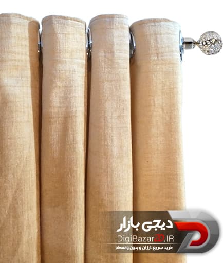 پرده پانچ مخمل شانل رنگ کرم پنل دوعددی