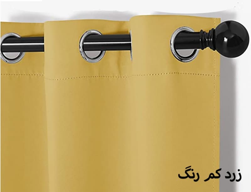 پرده آماده کتان پنل دوعددی رنگ زرد مدل پانچ — تصویر ۵